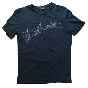 Just Cavalli Black Graphic Tee Sz L